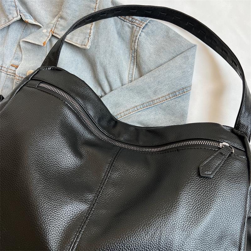 Korean Style Solid Color Large-Capacity Tote Bag - Women's Fashion Crossbody and Shoulder Bag
