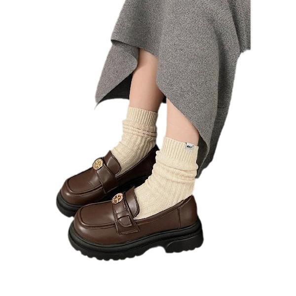 Thick-soled one-pedal loafers women's autumn and winter 2025 new retro small leather shoes British style thick heel single shoes small fragrant style