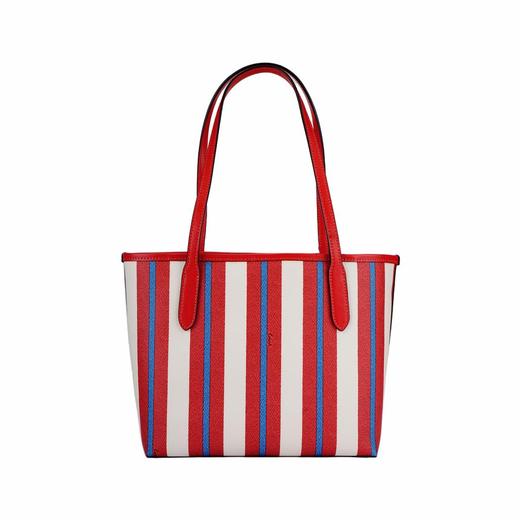 Coach City 23 Striped Design Logo Tote Bag Women tote bags Red Blue CT824-SVCAH