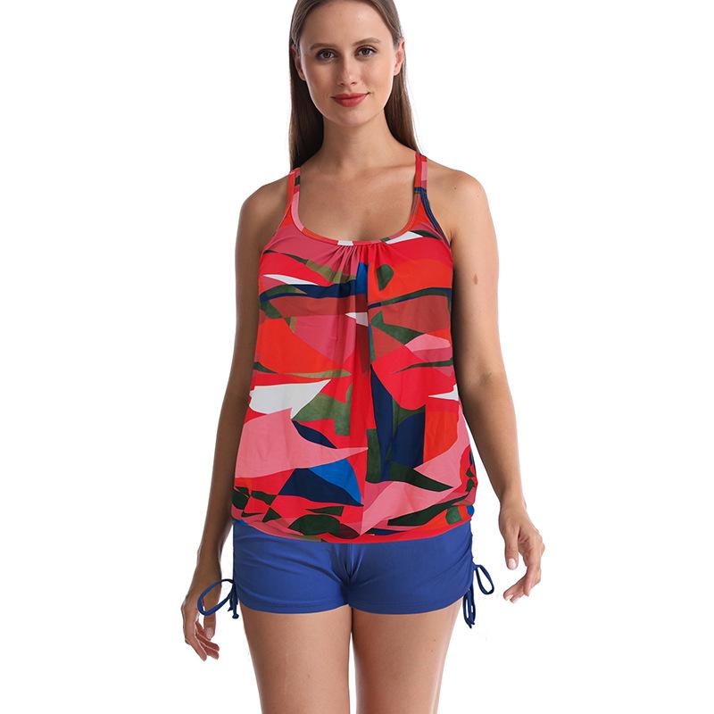 

Консервативний двокомпонентний купальник великого розміру з принтом та прямими штанинами для жінок Extra Extra Large