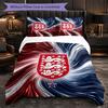 England Football Pattern 3 Pieces Bedding Set Soft Microfiber Duvet Cover with Pillow Cases for Bedroom