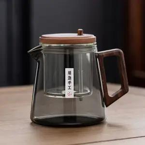 Glas Fließende Tasse Vollglas Innentank Tee Trennung Brühen Teekanne Ein-Knopf-Filter Teebereiter Set Teetasse