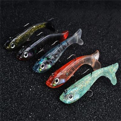 5PCS Lead Jig Soft Lure für Pike Muskie Bass Minnow Lure mit Drillingshaken