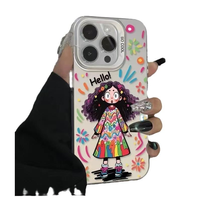 The New Curly-haired Girl Is Suitable for Iphone17 Mobile Phone Case Apple 15promax/14 Anti-drop 13pro16 Girl