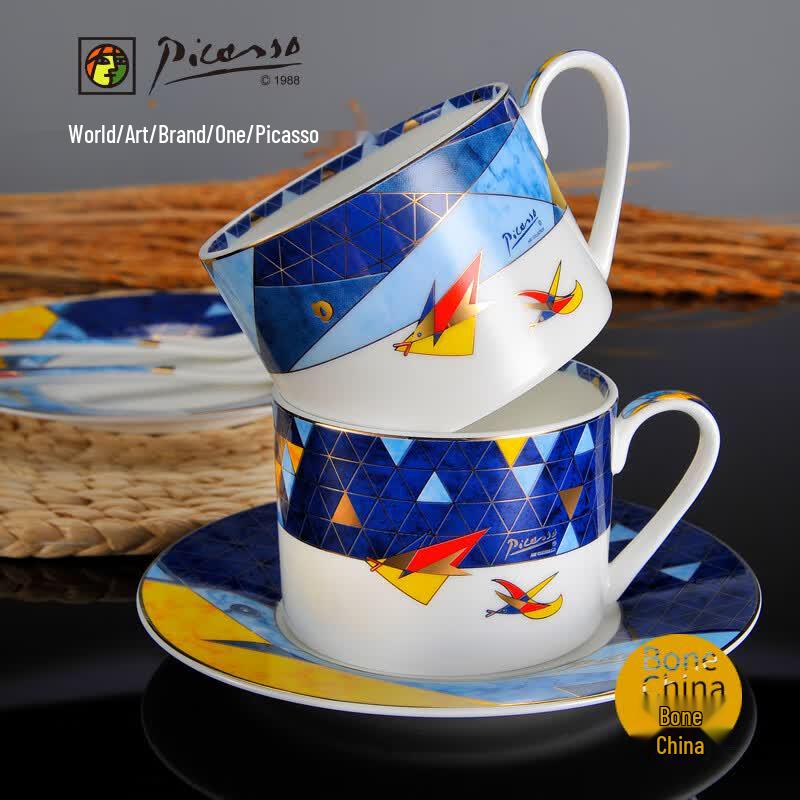 Picasso 'Flying' Nordic Ceramic Couple Cup & Saucer Set