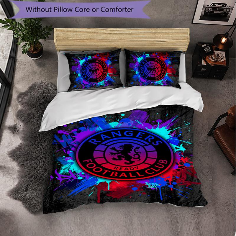 Biancheria da letto a tema Rangers FC Set 3 Pezzi Copripiumino Biancheria da letto Decorativa Per Stanza Adolescenti Decorazione Casa