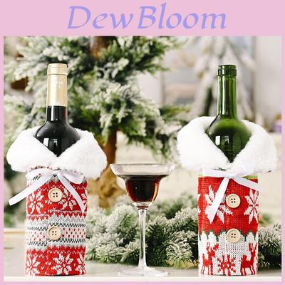 Elegant Knitted Snowflake Bottle Sleeve For Christmas Wine And Champagne Gifts