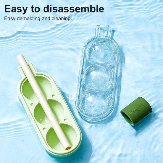 2-in-1 Silicone Popsicle & Ice Ball Mold DIY Treat Maker with Built-in Straws BPA-Free Ice Cube Tray for Cocktails Desserts Kids Snacks
