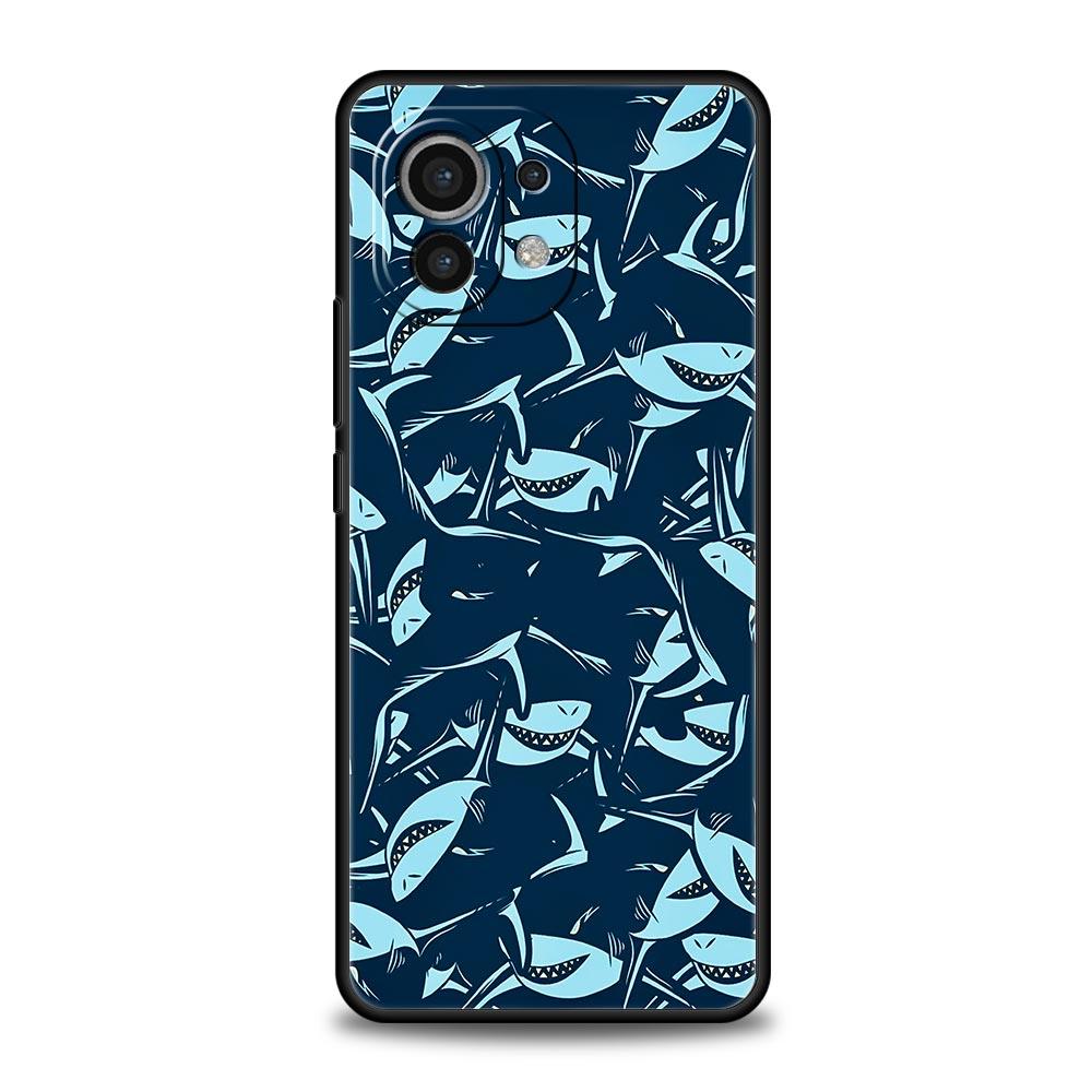 Seaside Sharks Pattern Phone Case Cover for Xiaomi Mi 17 15 14 13 12 11 Ultra 15T 14T 13T 12T 11T Pro Lite 5G Soft TPU Shell Bag