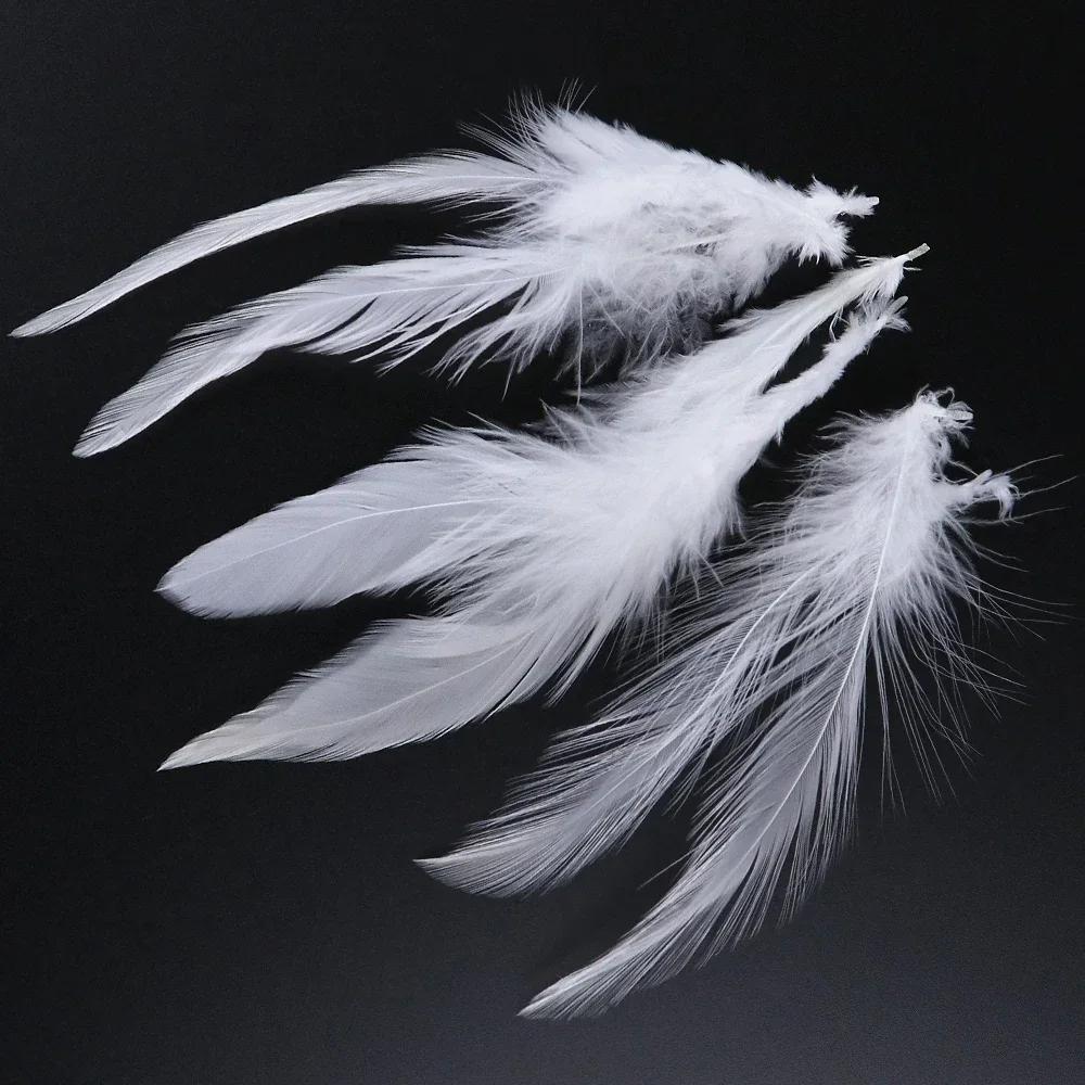 800-1000 PCS/Lot White Rooster Feathers Trim 4-8" Chicken Feather Strip Natural Feather Plumes Jewelry Costume Hat Party Decor