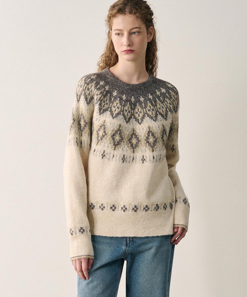 Deuloupisumeon Nordischer Pullover Wollstrick [Anthrazit]