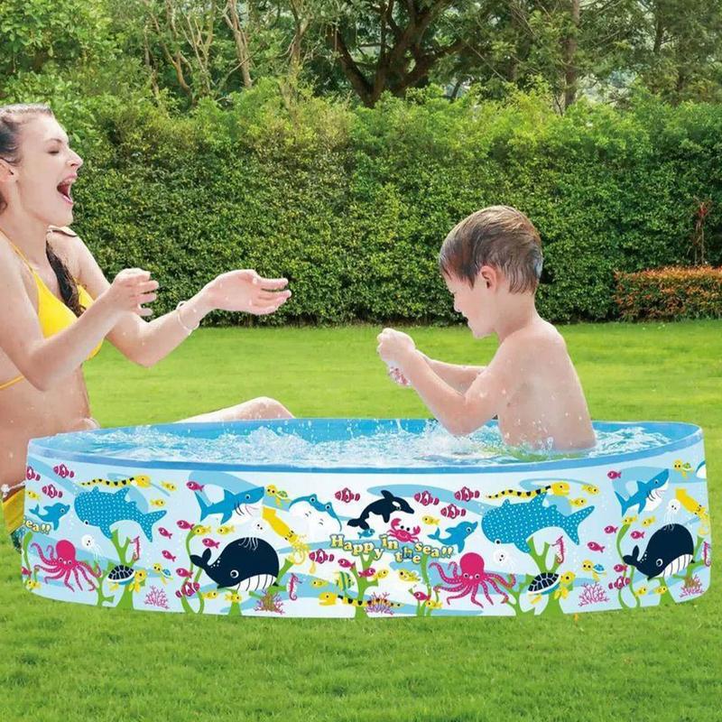 Little Pool for Kids Play Pool Animal Design Toys Activities Hard-Sided Play Playhouse for Backyard Vacation Pond Patio