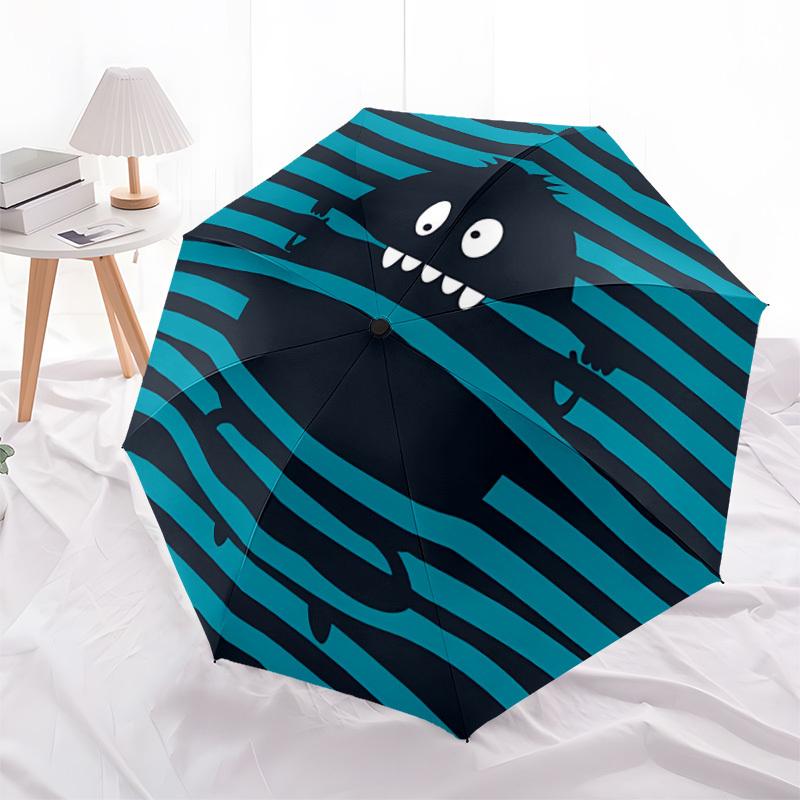1pc Monster Stripes Fashionable Automatic Opening/Closing Folding Umbrella with 8 Bones, Windproof Portable, Daily Use321