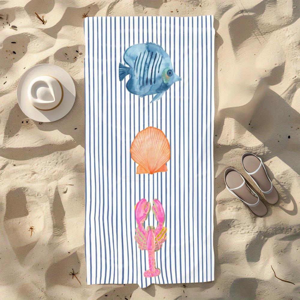 

Vibrant Beach Towel with Colorful Sea Life Prints Microfiber Quick-Dry Machine Washable Ideal for Summer Fun Beach Accessories W30*H60(CM)