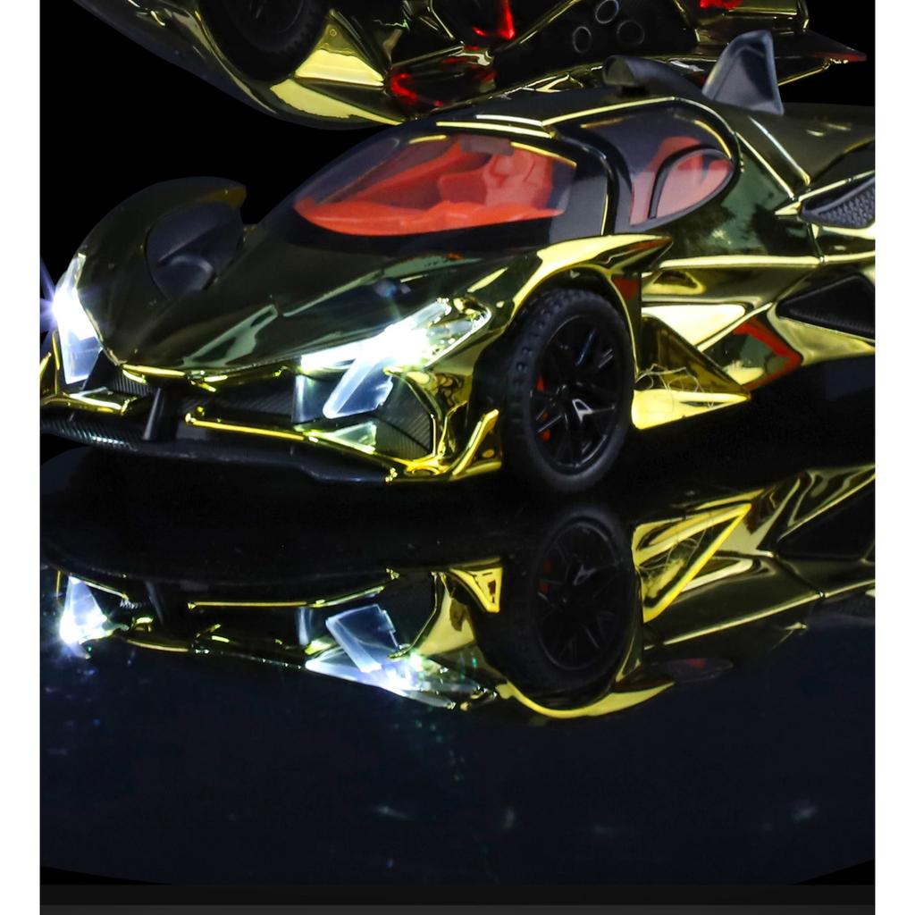 Simulation 1/32 Apollo EVO Electroplated Alloy Car Model Colorful Sports Car Ornaments Sound and Light Pull Back Children's Toys