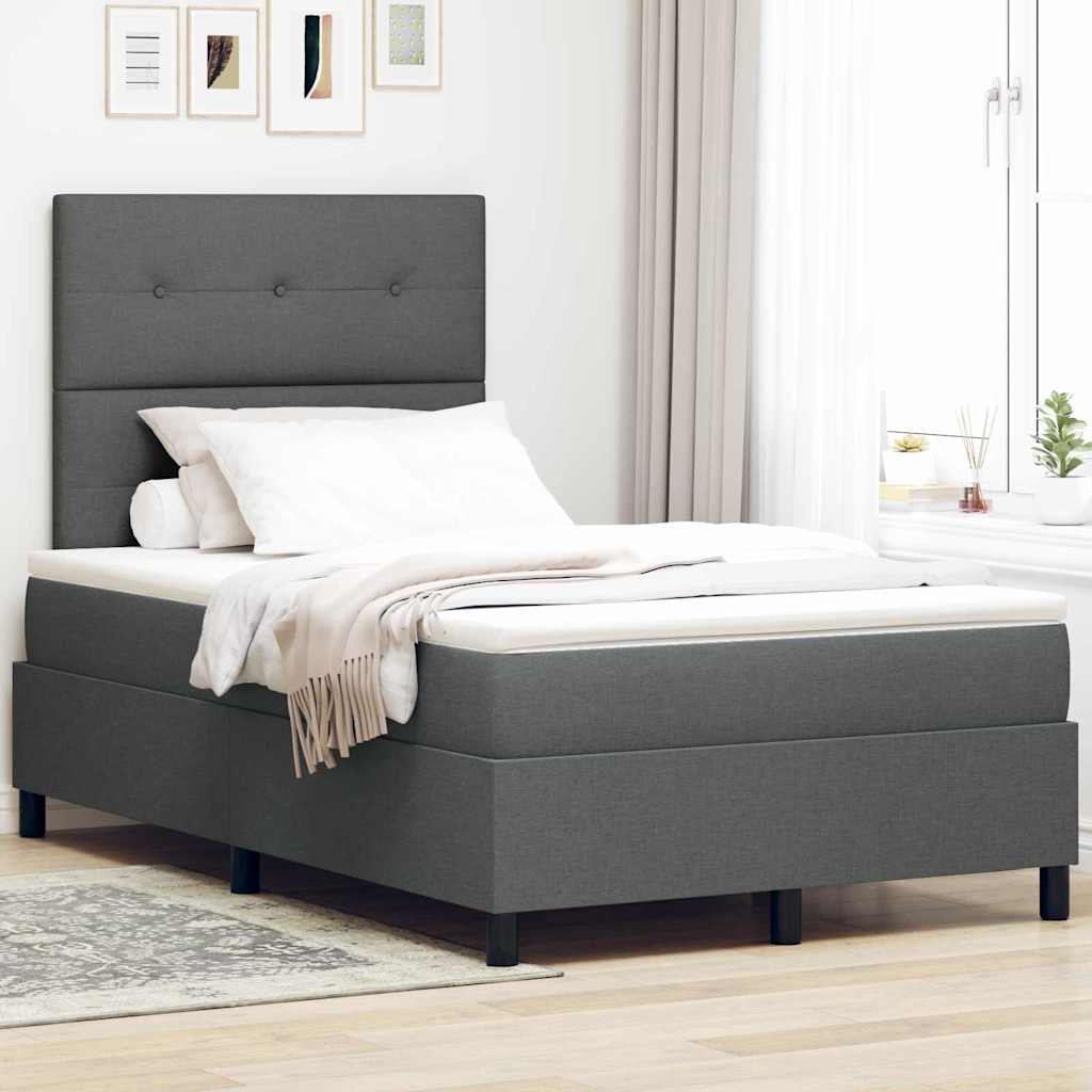Box Spring Bed with Headboard Dark Grey 120 X 200 Cm Fabric