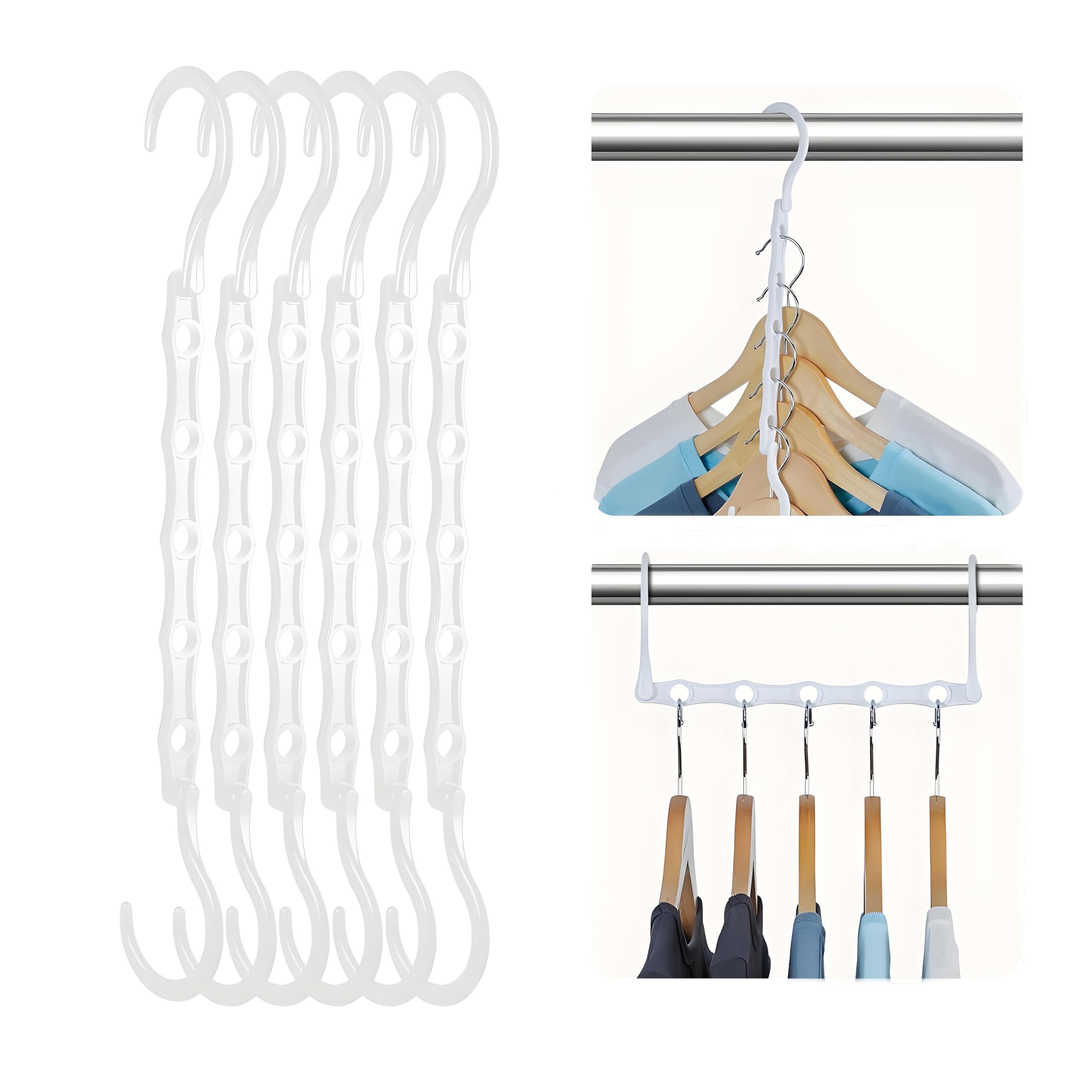 IOLOYU Hanger Set of Closet Magic Clothes Clothes Hanger Holds Many Can be Used Vertically or Prevents Clothes from Losing 6, Space-Saving, Storage, белый
