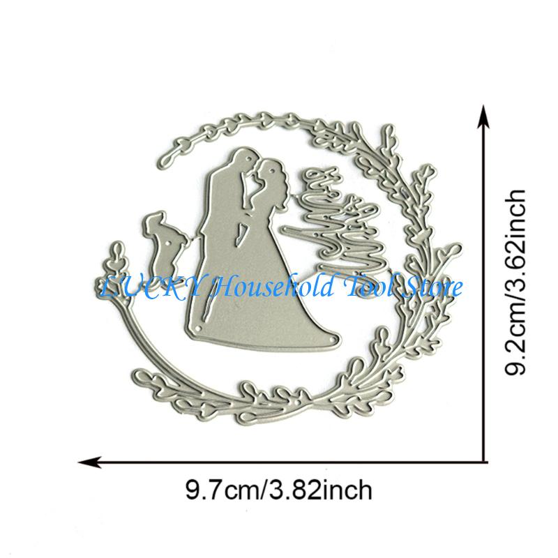 J0MC Wedding Mr and Mrs Decorative Die Cut Carbon Steel Cutting Dies for Card Making
