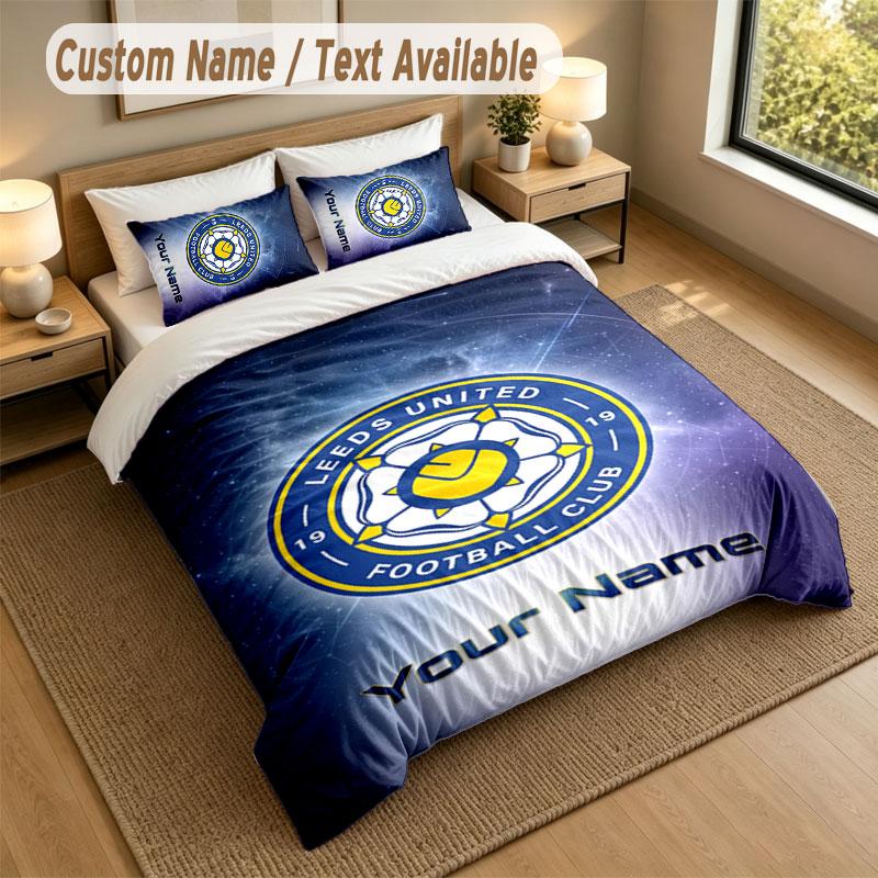 Bedding Set 1 Duvet Cover 2 Pillowcases Leeds United Print Soft Bed Linen Bedroom Decor