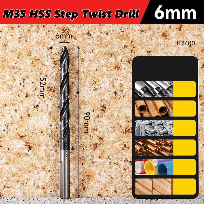 Xiaomi 3-12mm M35 Step Twist Drill, Cobalt Content Straight Shank Drill (3-13mm), For Iron, Stainless Steel, Steel Drilling