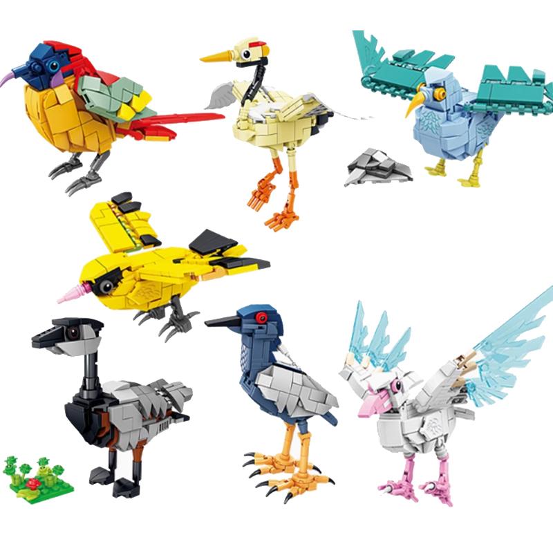 MOC Puzzle Zvířecí Stavební Kostky Včela Tygr Lev Žirafa Žába Krokodýli Liška Pták Divoké Prase Hmyz Mini DIY Cihlová Hračka Dárek F029