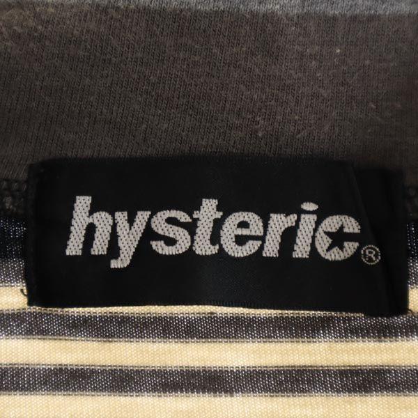 HYSTERIC made in Japan Border Pattern Long sleeve Polo shirt F Black Men's Used