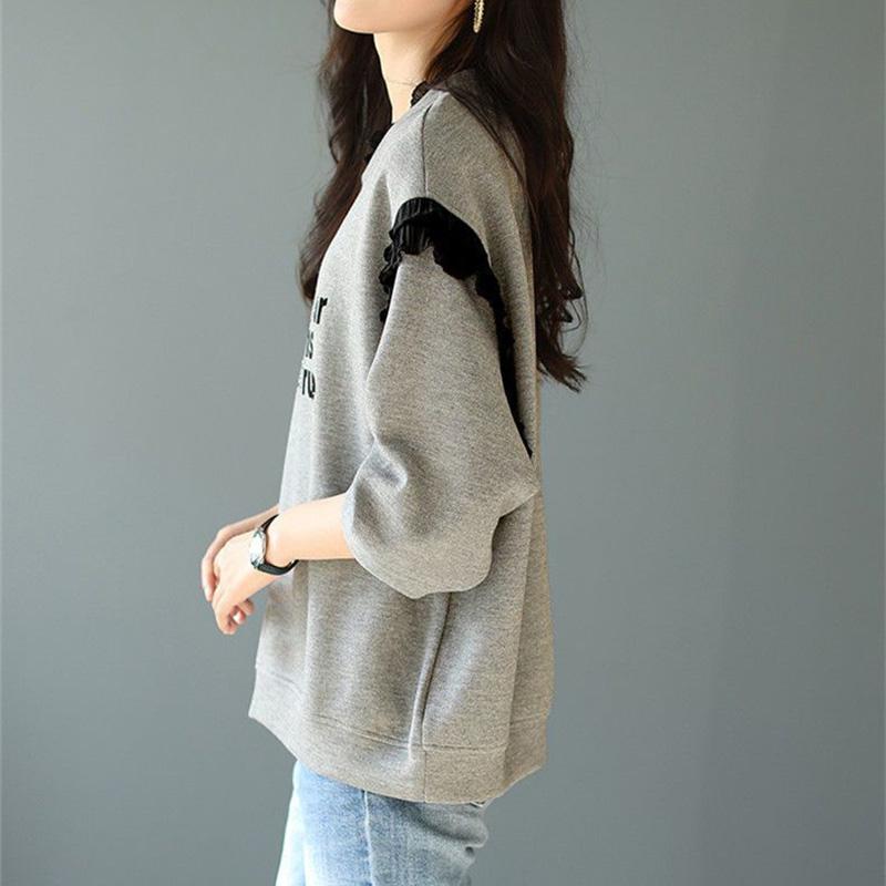 Oversize Sweatshirt for Women Cotton Loose Round Neck Casual Pullover Long Sleeve Top Sweatshirt