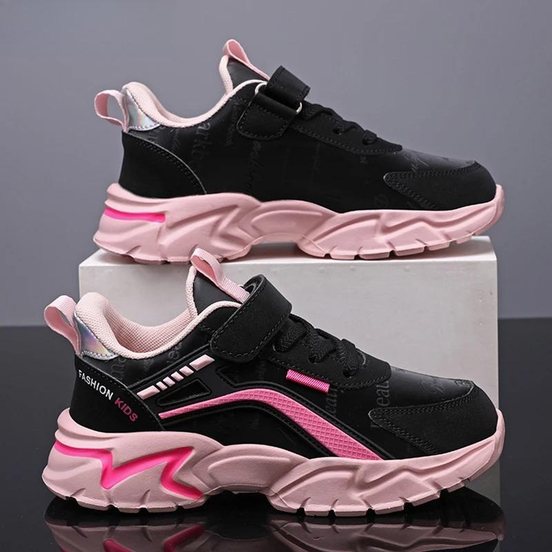 Çocuklar Rahat Pembe Kız Deri Ayakkabı Moda 7-15y Hafif Koşu Genç öğrencinin Çocuk Spor Kız Ayakkabısı NBGAGA
