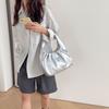 Korean Style Pleated Handbag Underarm Bag PU Leather Underarm Bag Croissant Cloud Bag  Shopping
