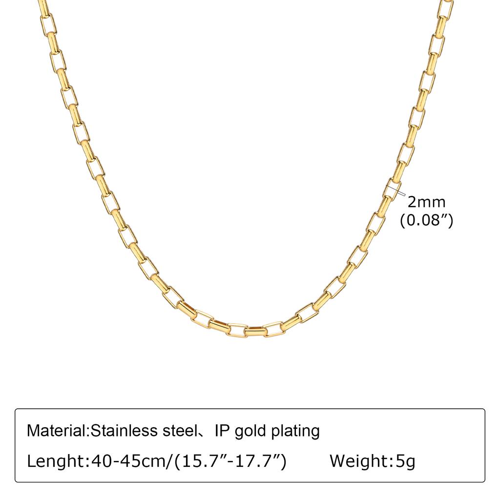 Classic Square Handmade Chain Necklace for Women,Stainless Steel Round Snake Chain Choker Necklace,Water Wave Bead Chain Jewelry