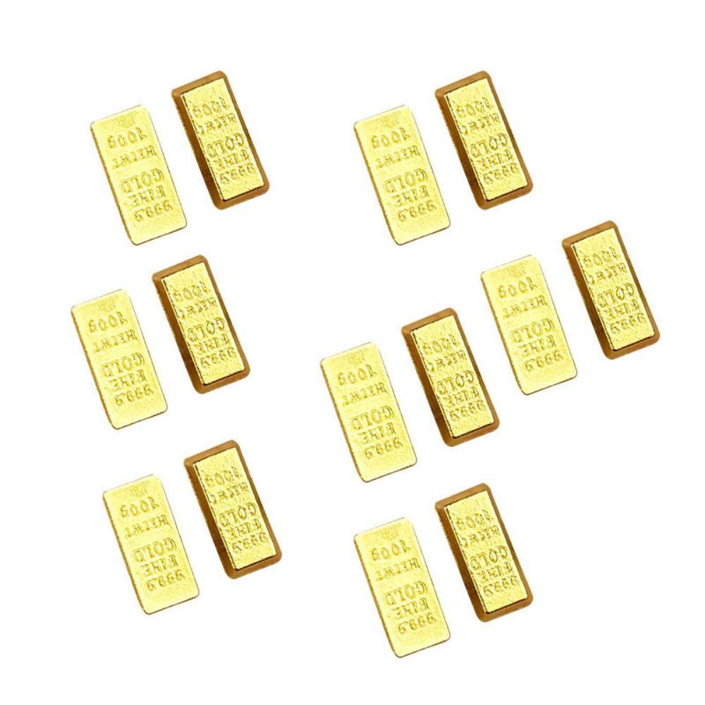50/100Pcs Durable Alloy Small Gold Bar Solid Mini Wealth Attraction Ornament Golden Brick Craft Home Decoration