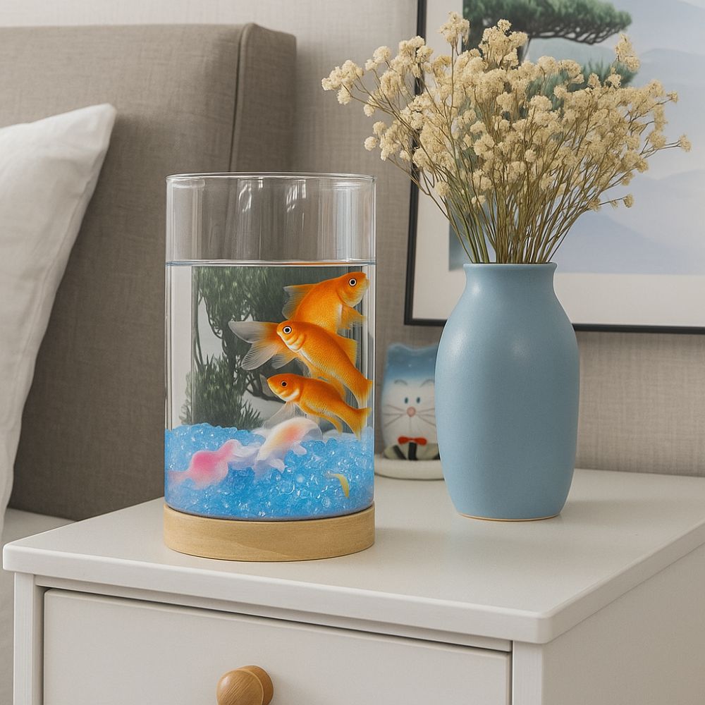 High Transparency Betta Fishtank Glass Ecological Tank Creative Goldfish Tank  Desktop Decoration