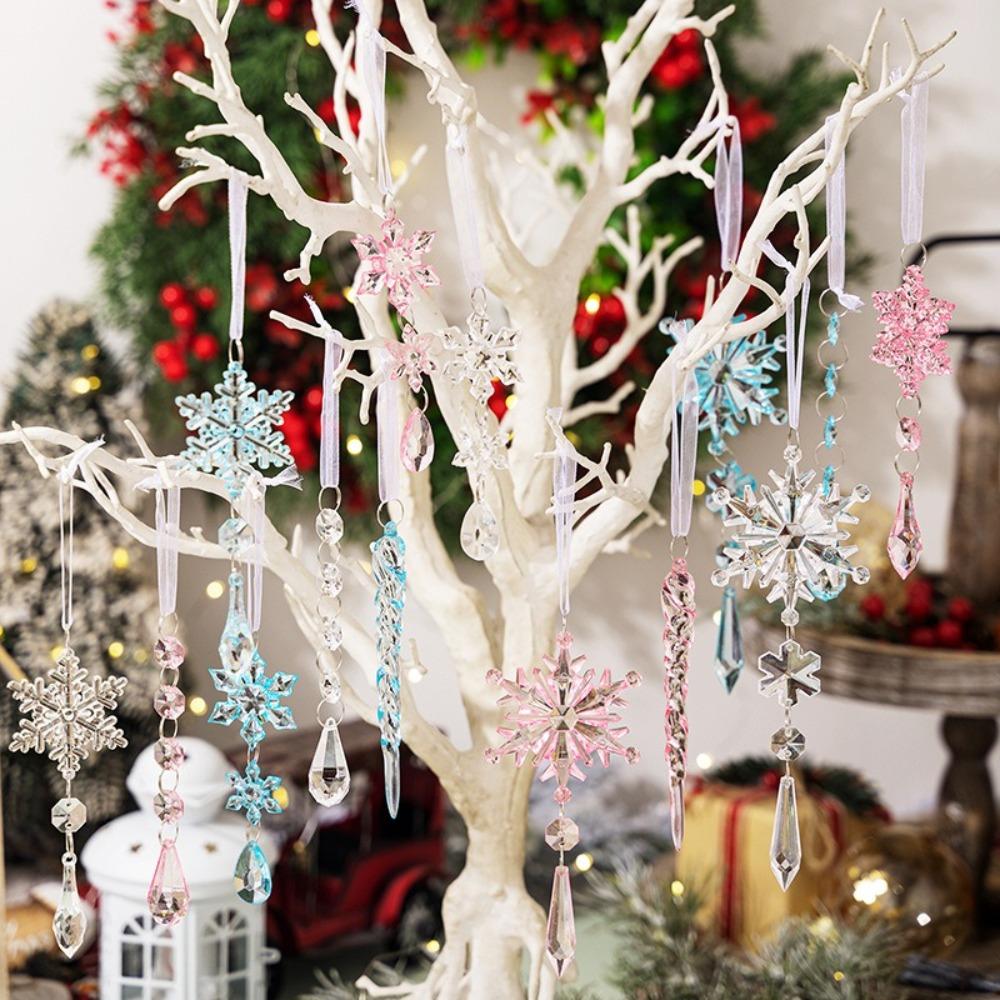 5PCS Acrylic Christmas Gifts Pendant Transparent Ice Cone Christmas Decorations