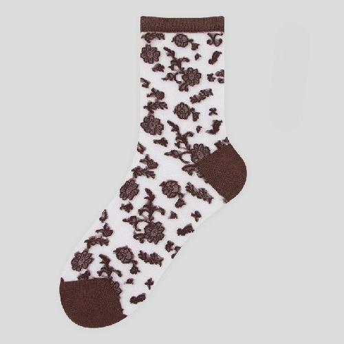 Summer New Style Thin Women's Socks Breathable Ice Silk Flower Crystal Stockings Short Sweat-absorbent Non-slip Cotton Socks Bottom Tube Socks