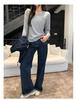 Korean High-End V-Neck Loose Long-Sleeve Women's T-Shirt, Autumn/Winter 2025