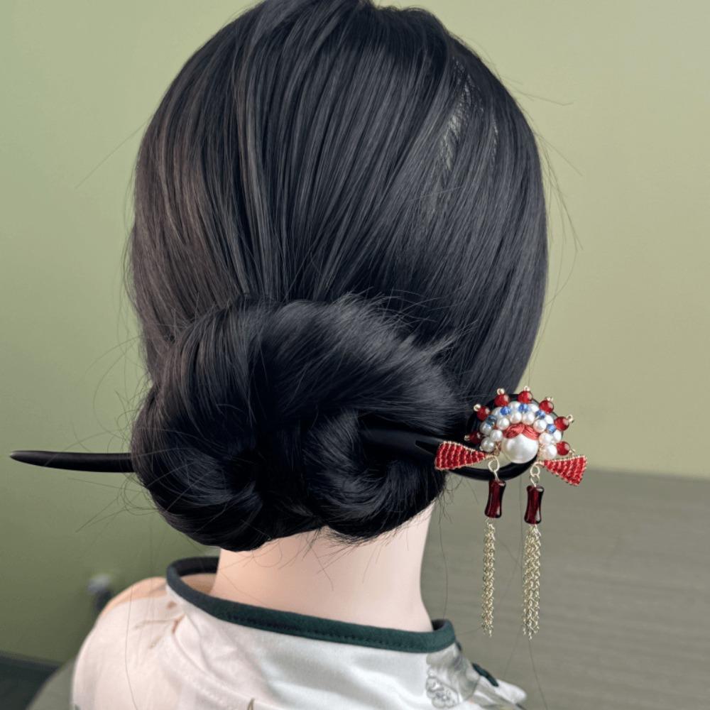 Tassel New Chinese Style Hair Clip Red Hanfu Hairpin Beijing Opera Hair Accessories  Bridal