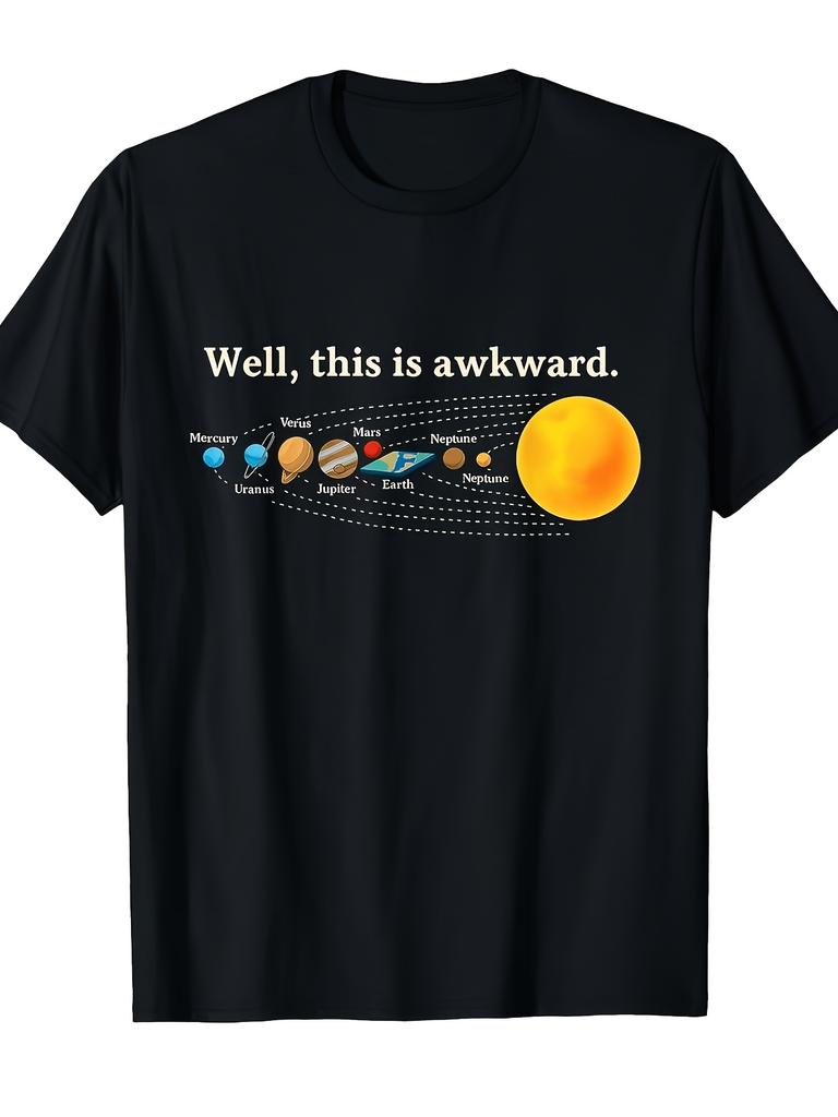 Flat Earth Map TShirt Casual Crew Neck Short Sleeve Tee with Random Print Comfortable Stretch Fit Suitable for All Seasons Casual Attire Layering Mini