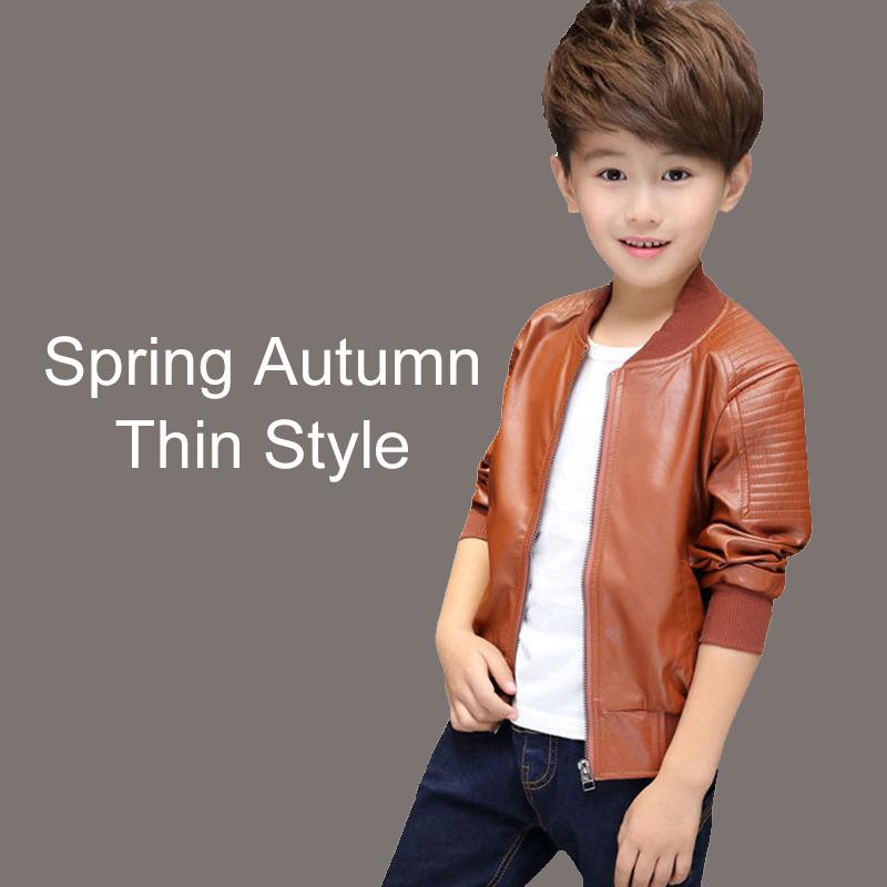 Plus Velvet Warm Autumn Winter PU Leather Jacket for Boys Coat Fashion Waterproof Children Outerwear 2-13 Year Teenage Kids Clothes