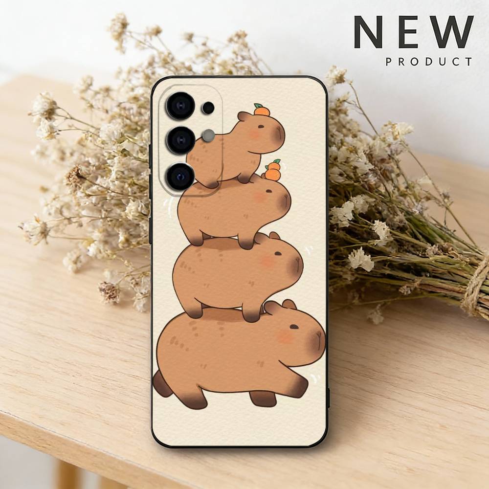 Süße C-Capybara Handyhülle Für Samsung S26,25,24,23,22,30,21,10,9,Ultra,Plus,Lite Schwarze Weiche Hülle