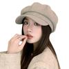 Fashionable Hats for Women Korean Autumn and Winter New Octagonal Hat Big Head Beret Winter Casual Versatile Newspaper Baby Hat Trend
