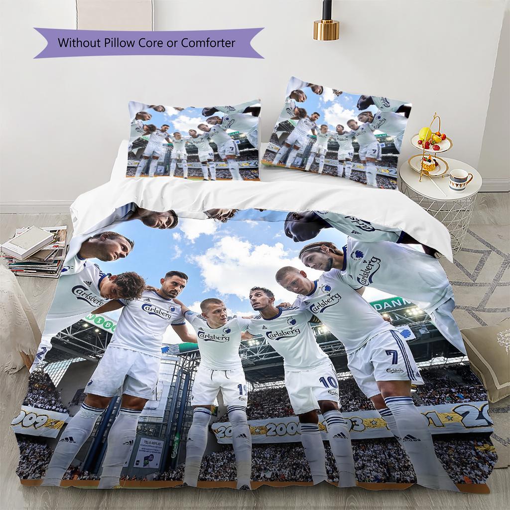 Copenhagen Football Club Pattern Bedding Home Decoration Birthday Gift (1 * duvet cover + 2 * pillowcase, without core)