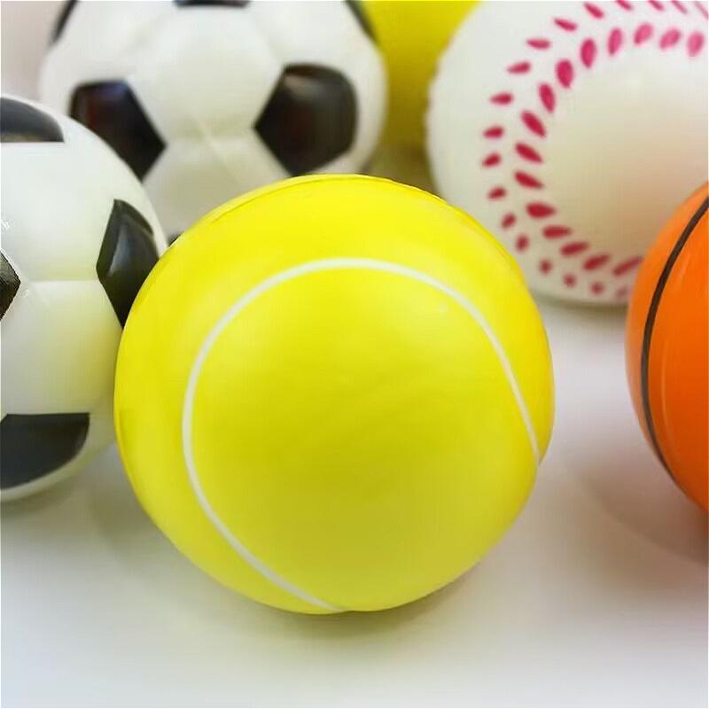 63mm Foam PU Fidget Stress Relief Ball - Fun Soothing Elastic, Tennis/Soccer/Basketball/Baseball Designs for Daily & Outdoor Use