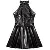 Womens Glossy Patent Leather Dress Clubwear Halter Sleeveless Mini Dress Sexy Dancewear