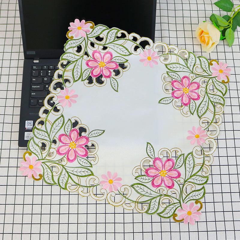 Europe satin flower Embroidery table cloth cover wedding tea tablecloth party kitchen Christmas Fine Table decoration and accessories for Home