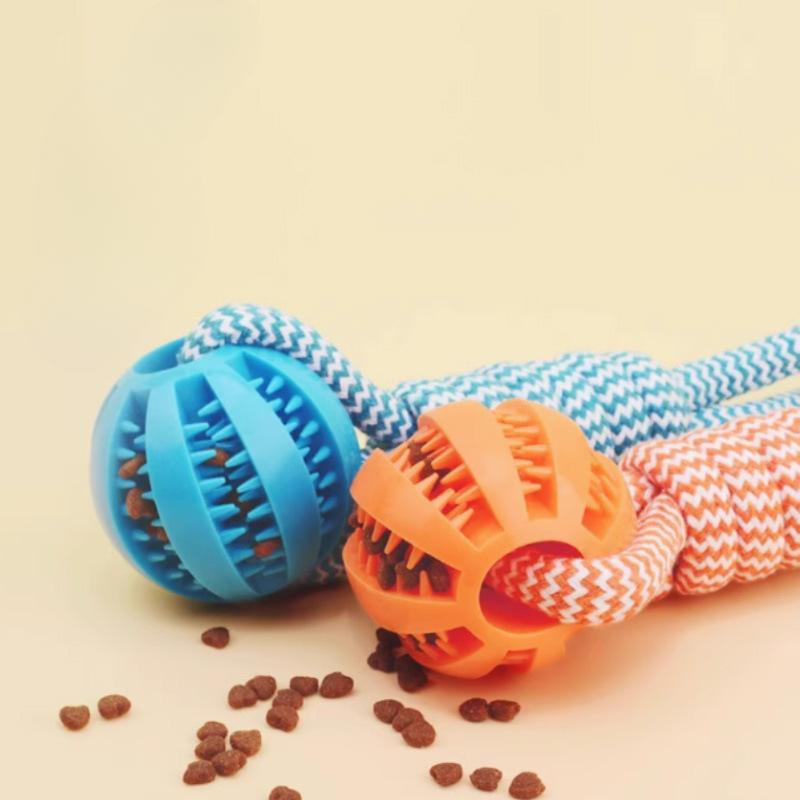 Dog Toys Hand-pulled Leaky Food Balls Biting Teeth Interactive Food Hiding ToysPet Teeth Cleaning and Biting Ropes