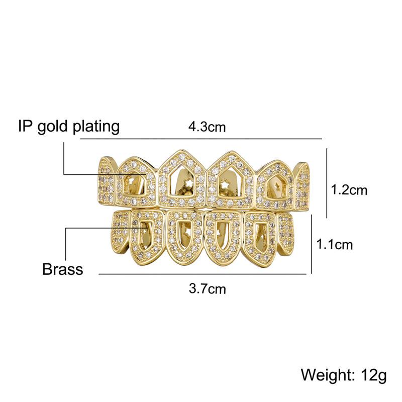 Echter Hiphop Körperschmuck Iced Out Labor Diamant Oberzähne und Unterzähne Vampir Zahn Grills Halloween Goldzähne Grillz