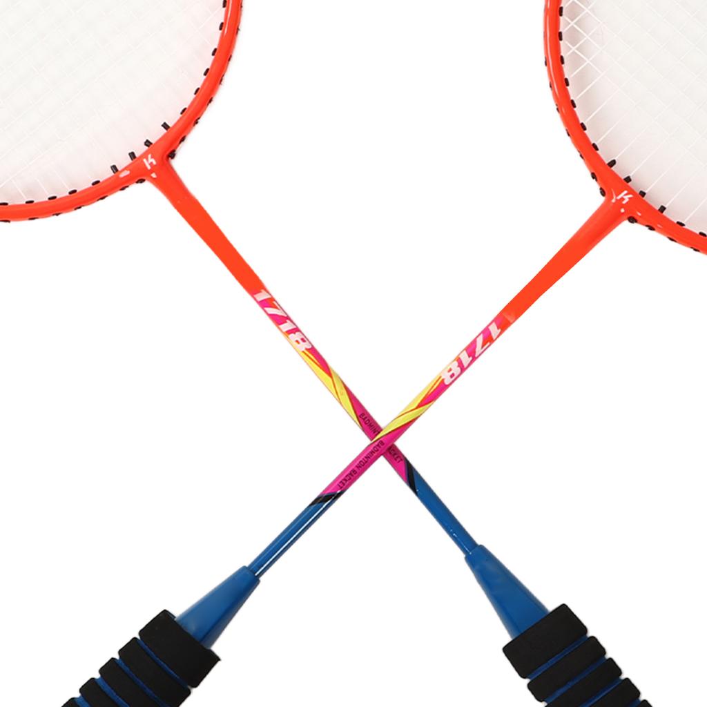 Badminton Racquets Set Lightweight Iron Alloy One Piece Double Rackets with Storage Bag for Beginner
