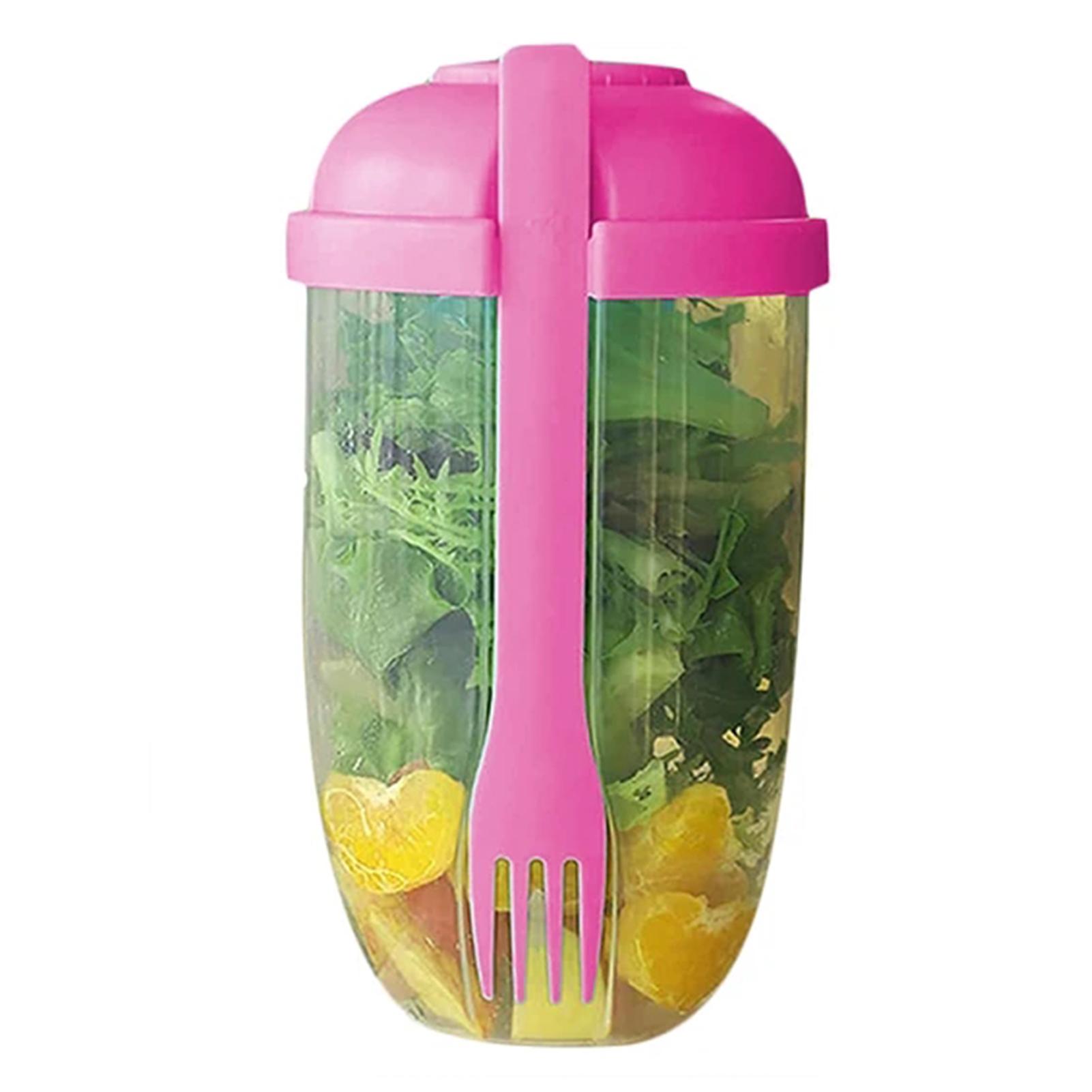 

1L Portable Salad Cup With Forks Lid Vegetable Breakfast Salad Cup Lunch Bento Box Food Storage Containers Kitchen Accessories 1pcs&1000ml розовый