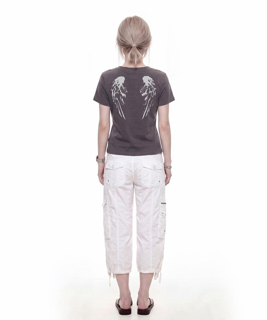 GRAVER [Unisex]Wings Henley Neck Short Sleeve T-Shirt_2 Colors
