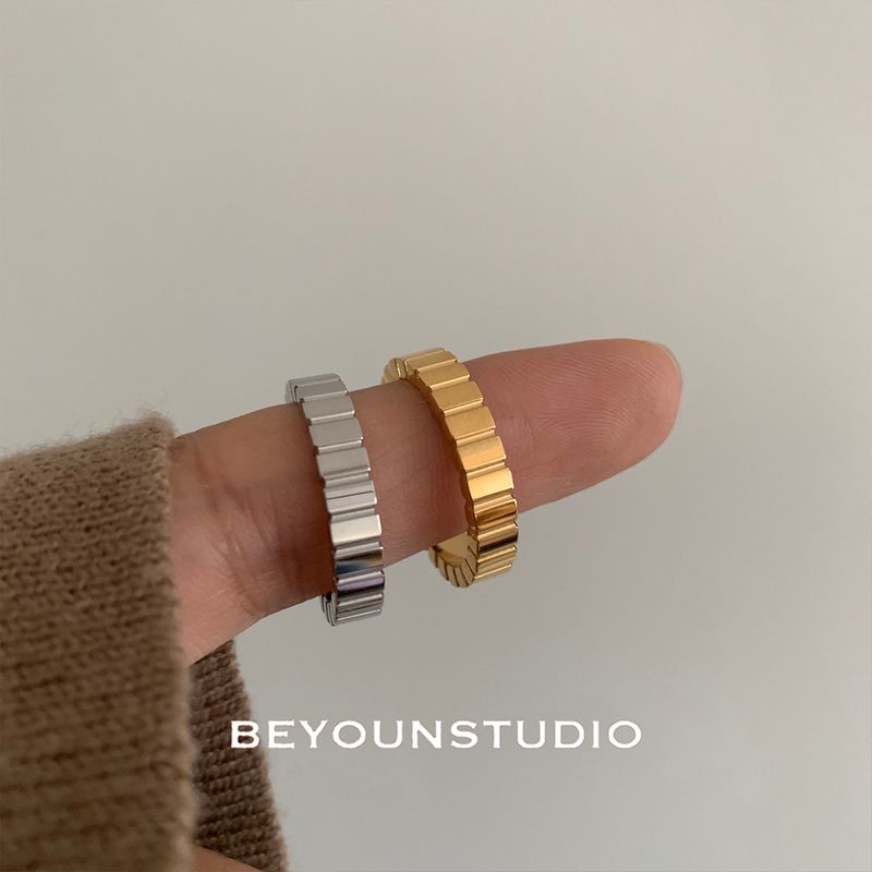 

Zuoran Fashion Minority Simple Stripes Gear Ring Stylish Celi Trendy Couple s Ring 29 Rf30 Silver No. 5